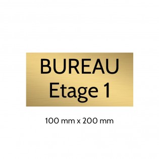 Plaque de porte gravée sur 1 à 2 lignes couleur or brossé lettres noires - Format rectangle 100 x 200 mm