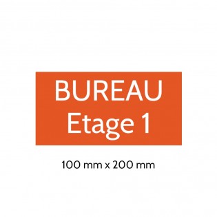 Plaque de porte gravée sur 1 à 2 lignes couleur orange lettres blanches - Format rectangle 100 x 200 mm