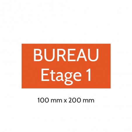 Plaque de porte gravée sur 1 à 2 lignes couleur orange lettres blanches - Format rectangle 100 x 200 mm
