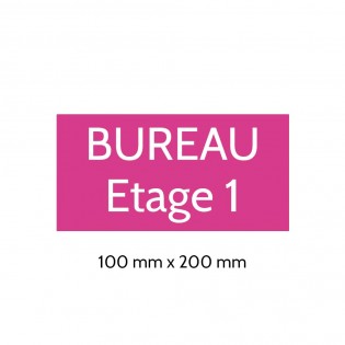 Plaque de porte gravée sur 1 à 2 lignes couleur rose lettres blanches - Format rectangle 100 x 200 mm