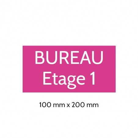 Plaque de porte gravée sur 1 à 2 lignes couleur rose lettres blanches - Format rectangle 100 x 200 mm