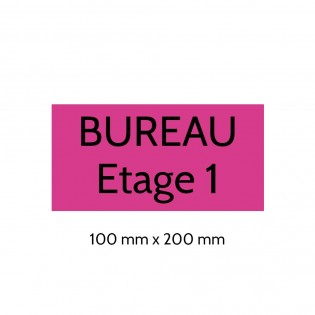 Plaque de porte gravée sur 1 à 2 lignes couleur rose lettres noires - Format rectangle 100 x 200 mm