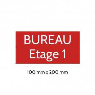 Plaque de porte gravée sur 1 à 2 lignes couleur rouge lettres blanches - Format rectangle 100 x 200 mm