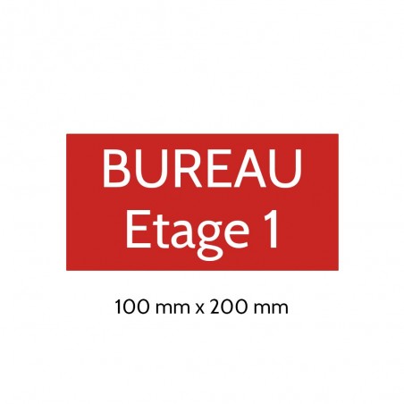 Plaque de porte gravée sur 1 à 2 lignes couleur rouge lettres blanches - Format rectangle 100 x 200 mm