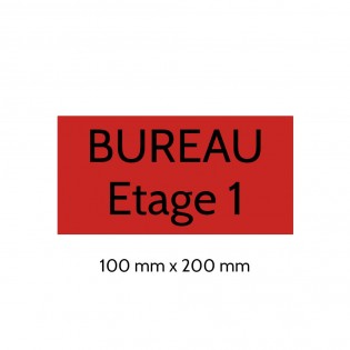 Plaque de porte gravée sur 1 à 2 lignes couleur rouge lettres noires - Format rectangle 100 x 200 mm