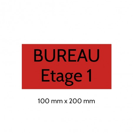 Plaque de porte gravée sur 1 à 2 lignes couleur rouge lettres noires - Format rectangle 100 x 200 mm