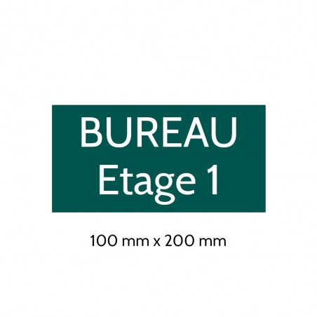 Plaque de porte gravée sur 1 à 2 lignes couleur vert foncé lettres blanches - Format rectangle 100 x 200 mm