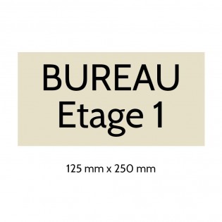 Plaque de porte gravée sur 1 à 2 lignes couleur beige lettres noires - Format rectangle 125 x 250 mm