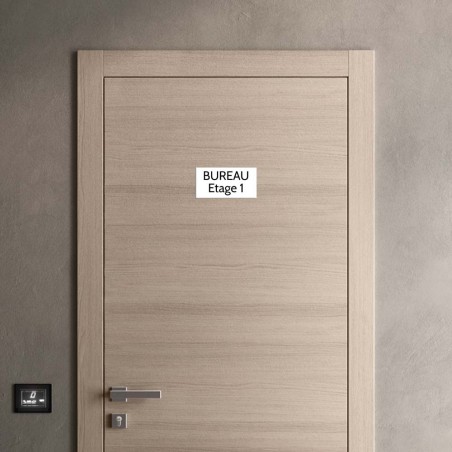 Plaque de porte gravée sur 1 à 2 lignes couleur blanche lettres noires - Format rectangle 125 x 250 mm