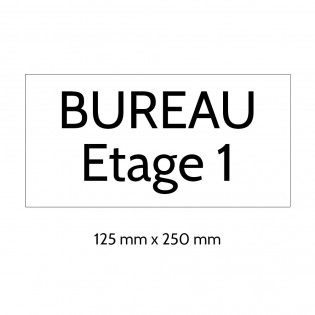 Plaque de porte gravée sur 1 à 2 lignes couleur blanche lettres noires - Format rectangle 125 x 250 mm