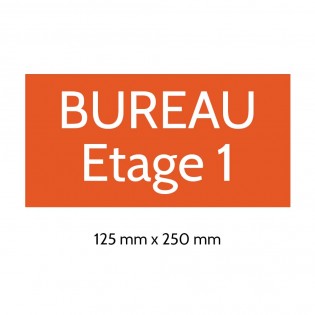 Plaque de porte gravée sur 1 à 2 lignes couleur orange lettres blanches - Format rectangle 125 x 250 mm