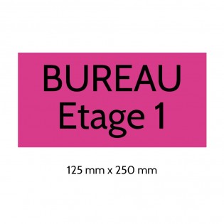 Plaque de porte gravée sur 1 à 2 lignes couleur rose lettres noires - Format rectangle 125 x 250 mm