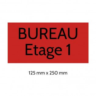 Plaque de porte gravée sur 1 à 2 lignes couleur rouge lettres noires - Format rectangle 125 x 250 mm