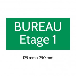 Plaque de porte gravée sur 1 à 2 lignes couleur vert clair lettres blanches - Format rectangle 125 x 250 mm