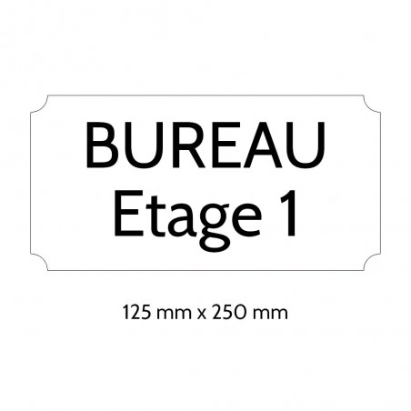 Plaque de porte gravée sur 1 à 2 lignes couleur blanche lettres noires - Rectangle classique 125 x 250 mm