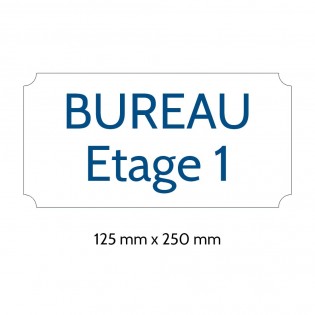 Plaque de porte gravée sur 1 à 2 lignes couleur blanche lettres bleues - Rectangle classique 125 x 250 mm