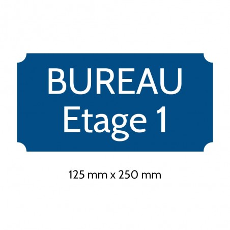 Plaque de porte gravée sur 1 à 2 lignes couleur bleue lettres blanches - Rectangle classique 125 x 250 mm