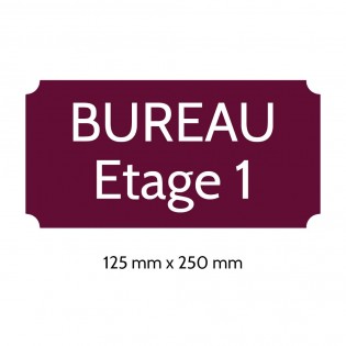Plaque de porte gravée sur 1 à 2 lignes couleur bordeaux lettres blanches - Rectangle classique 125 x 250 mm