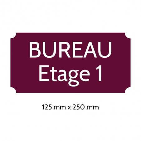 Plaque de porte gravée sur 1 à 2 lignes couleur bordeaux lettres blanches - Rectangle classique 125 x 250 mm