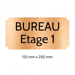 Plaque de porte gravée sur 1 à 2 lignes couleur cuivre lettres noires - Rectangle classique 125 x 250 mm
