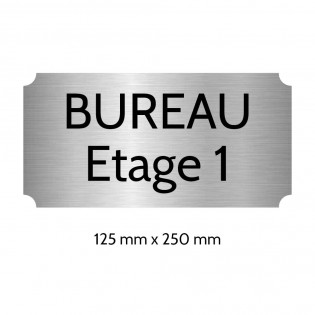 Plaque de porte gravée sur 1 à 2 lignes couleur gris argent lettres noires - Rectangle classique 125 x 250 mm