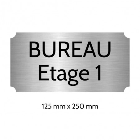 Plaque de porte gravée sur 1 à 2 lignes couleur gris argent lettres noires - Rectangle classique 125 x 250 mm
