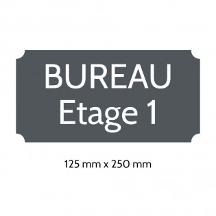 Plaque de porte gravée sur 1 à 2 lignes couleur grise lettres blanches - Rectangle classique 125 x 250 mm