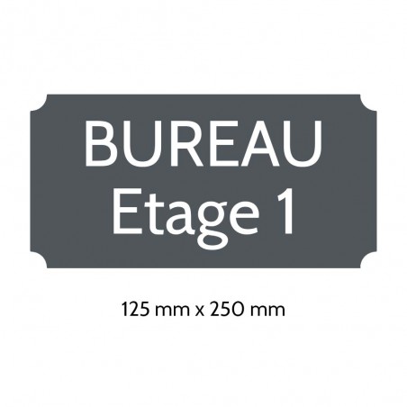 Plaque de porte gravée sur 1 à 2 lignes couleur grise lettres blanches - Rectangle classique 125 x 250 mm