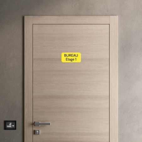 Plaque de porte gravée sur 1 à 2 lignes couleur jaune lettres noires - Rectangle classique 125 x 250 mm
