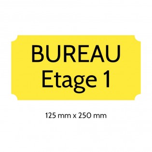 Plaque de porte gravée sur 1 à 2 lignes couleur jaune lettres noires - Rectangle classique 125 x 250 mm
