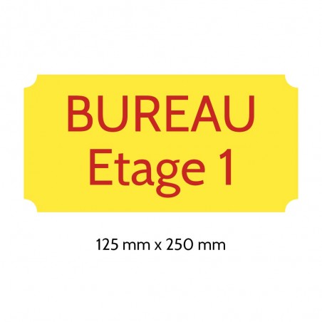 Plaque de porte gravée sur 1 à 2 lignes couleur Jaune lettres rouges - Rectangle classique 125 x 250 mm