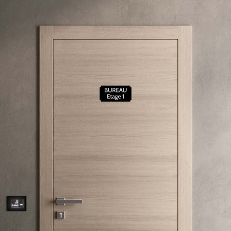 Plaque de porte gravée sur 1 à 2 lignes couleur noire lettres blanches - Rectangle classique 125 x 250 mm