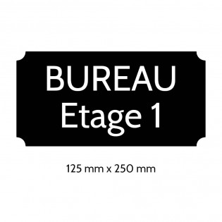 Plaque de porte gravée sur 1 à 2 lignes couleur noire lettres blanches - Rectangle classique 125 x 250 mm