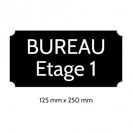 Plaque de porte gravée sur 1 à 2 lignes couleur noire lettres blanches - Rectangle classique 125 x 250 mm
