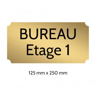 Plaque de porte gravée sur 1 à 2 lignes couleur or brossé lettres noires - Rectangle classique 125 x 250 mm