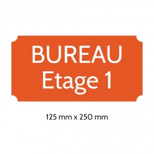 Plaque de porte gravée sur 1 à 2 lignes couleur orange lettres blanches - Rectangle classique 125 x 250 mm