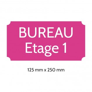 Plaque de porte gravée sur 1 à 2 lignes couleur rose lettres blanches - Rectangle classique 125 x 250 mm