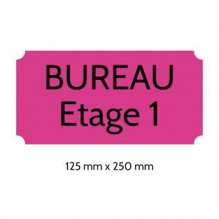 Plaque de porte gravée sur 1 à 2 lignes couleur rose lettres noires - Rectangle classique 125 x 250 mm