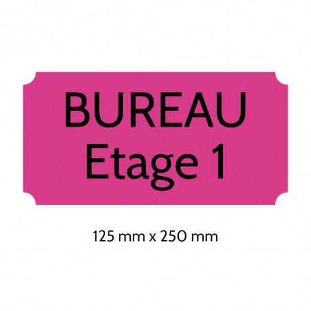 Plaque de porte gravée sur 1 à 2 lignes couleur rose lettres noires - Rectangle classique 125 x 250 mm