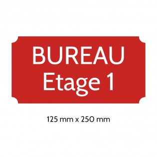 Plaque de porte gravée sur 1 à 2 lignes couleur rouge lettres blanches - Rectangle classique 125 x 250 mm