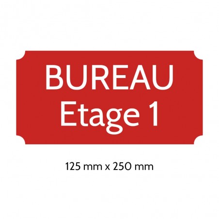 Plaque de porte gravée sur 1 à 2 lignes couleur rouge lettres blanches - Rectangle classique 125 x 250 mm