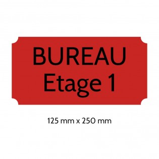 Plaque de porte gravée sur 1 à 2 lignes couleur rouge lettres noires - Rectangle classique 125 x 250 mm