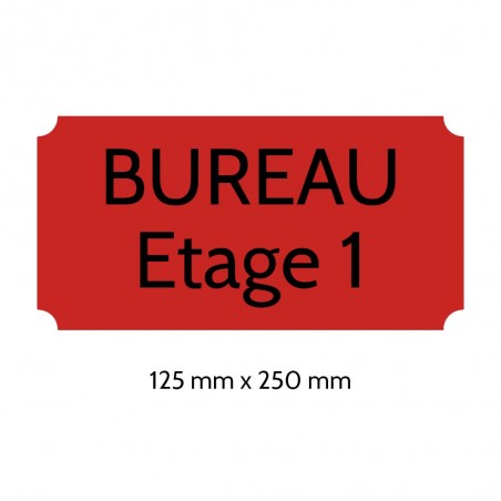 Plaque de porte gravée sur 1 à 2 lignes couleur rouge lettres noires - Rectangle classique 125 x 250 mm