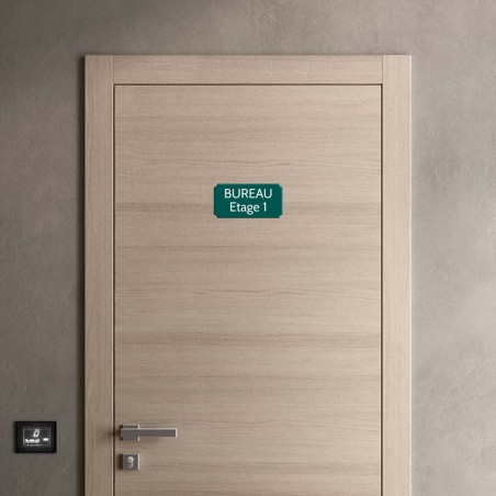 Plaque de porte gravée sur 1 à 2 lignes couleur vert foncé lettres blanches - Rectangle classique 125 x 250 mm