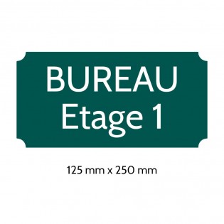 Plaque de porte gravée sur 1 à 2 lignes couleur vert foncé lettres blanches - Rectangle classique 125 x 250 mm