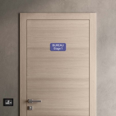 Plaque de porte gravée sur 1 à 2 lignes couleur violette lettres blanches - Rectangle classique 125 x 250 mm