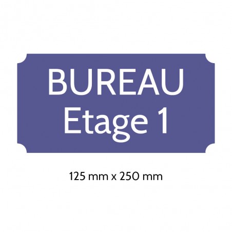 Plaque de porte gravée sur 1 à 2 lignes couleur violette lettres blanches - Rectangle classique 125 x 250 mm