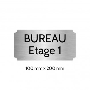 Plaque de porte gravée sur 1 à 2 lignes couleur gris argent lettres noires - Format rectangle classique 100 x 200 mm