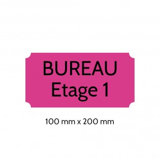 Plaque de porte gravée sur 1 à 2 lignes couleur rose lettres noires - Format rectangle classique 100 x 200 mm
