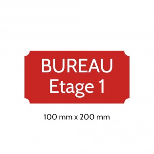 Plaque de porte gravée sur 1 à 2 lignes couleur rouge lettres blanches - Format rectangle classique 100 x 200 mm